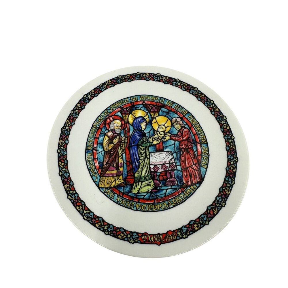 Henri DArceau & Fils Noël Vitrail Plate La Purification Limoges First Edition